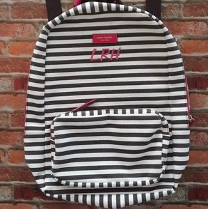 Henri Bendel Monogramed 'LRH' Striped Backpack
